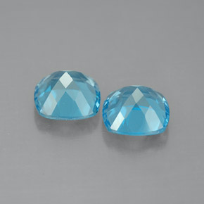캐럿 천연 스위스 블루 토파즈 보석, 쿠션 컷, 7×7 mm, VVS-VS