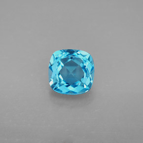 2.06캐럿 천연 스위스 블루 토파즈, 쿠션 컷, 7.1×7.1 mm, VVS-VS