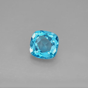 2.06캐럿 천연 스위스 블루 토파즈, 쿠션 컷, 7.1×7.1 mm, VVS-VS