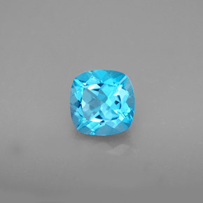 1.78캐럿 천연 스위스 블루 토파즈, 쿠션 컷, 7.1×7.1 mm, VVS-VS