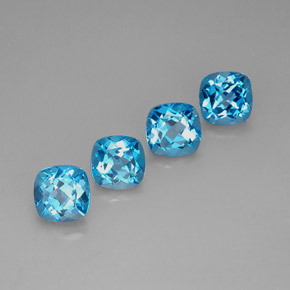 캐럿 천연 스위스 블루 토파즈 보석, 쿠션 컷, 7.1×7.1 mm, VVS-VS