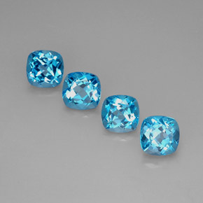 캐럿 천연 스위스 블루 토파즈 보석, 쿠션 컷, 7.1×7.1 mm, VVS-VS
