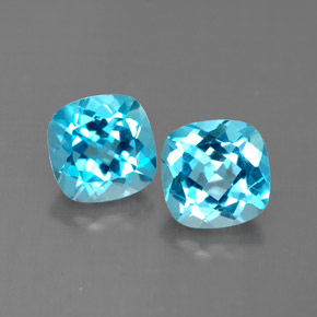캐럿 천연 스위스 블루 토파즈 보석, 쿠션 컷, 7.1×7 mm, VVS-VS