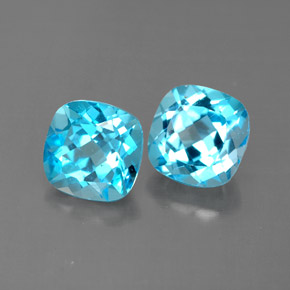 캐럿 천연 스위스 블루 토파즈 보석, 쿠션 컷, 7.1×7 mm, VVS-VS