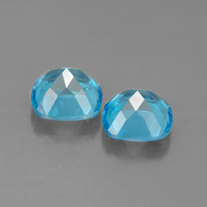캐럿 천연 스위스 블루 토파즈 보석, 쿠션 컷, 6.9×6.9 mm, VVS-VS