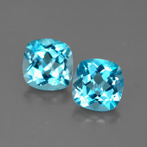 캐럿 천연 스위스 블루 토파즈 보석, 쿠션 컷, 7.1×7 mm, VVS-VS