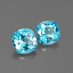 캐럿 천연 스위스 블루 토파즈 보석, 쿠션 컷, 7.1×7 mm, VVS-VS