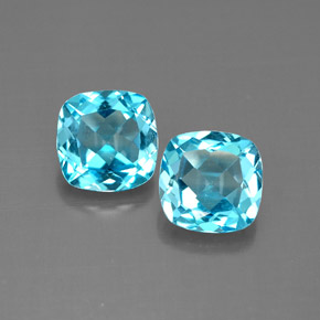 캐럿 천연 스위스 블루 토파즈 보석, 쿠션 컷, 7.1×7.1 mm, VVS-VS