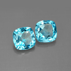 캐럿 천연 스위스 블루 토파즈 보석, 쿠션 컷, 7.1×7.1 mm, VVS-VS