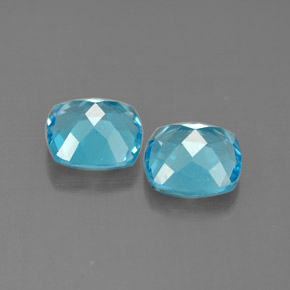 캐럿 천연 스위스 블루 토파즈 보석, 쿠션 컷, 7.1×7.1 mm, VVS-VS
