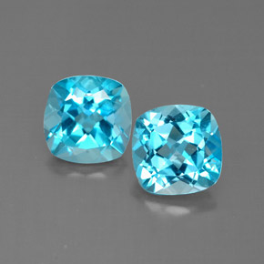 캐럿 천연 스위스 블루 토파즈 보석, 쿠션 컷, 7.1×7 mm, VVS-VS