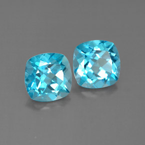 캐럿 천연 스위스 블루 토파즈 보석, 쿠션 컷, 7.1×7 mm, VVS-VS