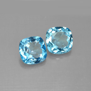 캐럿 천연 스위스 블루 토파즈 보석, 쿠션 컷, 7.1×6.9 mm, VVS-VS