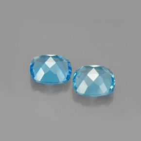 캐럿 천연 스위스 블루 토파즈 보석, 쿠션 컷, 7.1×6.9 mm, VVS-VS
