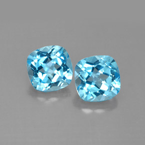 캐럿 천연 스위스 블루 토파즈 보석, 쿠션 컷, 7×7 mm, VVS-VS