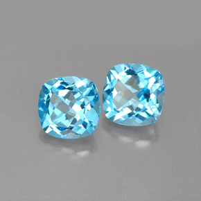 캐럿 천연 스위스 블루 토파즈 보석, 쿠션 컷, 7×7 mm, VVS-VS