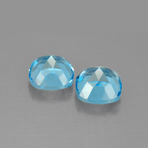 캐럿 천연 스위스 블루 토파즈 보석, 쿠션 컷, 7×7 mm, VVS-VS