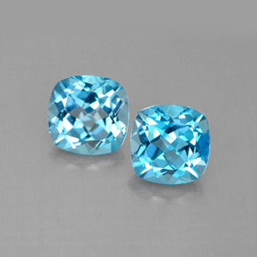 캐럿 천연 스위스 블루 토파즈 보석, 쿠션 컷, 6.9×6.9 mm, VVS-VS