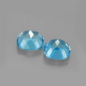 캐럿 천연 스위스 블루 토파즈 보석, 쿠션 컷, 6.9×6.9 mm, VVS-VS