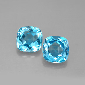 캐럿 천연 스위스 블루 토파즈 보석, 쿠션 컷, 7.1×7.1 mm, VVS-VS
