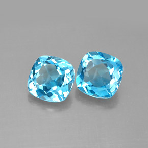캐럿 천연 스위스 블루 토파즈 보석, 쿠션 컷, 7.1×7.1 mm, VVS-VS