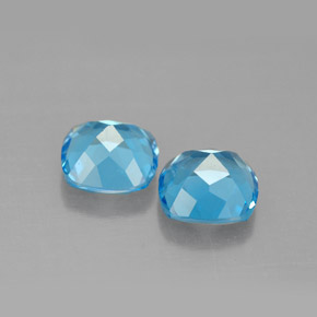 캐럿 천연 스위스 블루 토파즈 보석, 쿠션 컷, 7.1×7.1 mm, VVS-VS