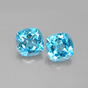 캐럿 천연 스위스 블루 토파즈 보석, 쿠션 컷, 7.1×7 mm, VVS-VS