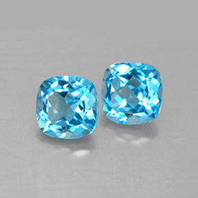 캐럿 천연 스위스 블루 토파즈 보석, 쿠션 컷, 7.1×7 mm, VVS-VS