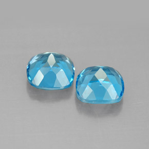 캐럿 천연 스위스 블루 토파즈 보석, 쿠션 컷, 7.1×7 mm, VVS-VS