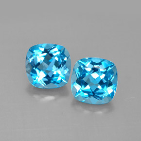 캐럿 천연 스위스 블루 토파즈 보석, 쿠션 컷, 7.1×7.1 mm, VVS-VS
