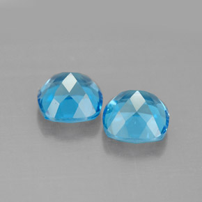 캐럿 천연 스위스 블루 토파즈 보석, 쿠션 컷, 7.1×7.1 mm, VVS-VS