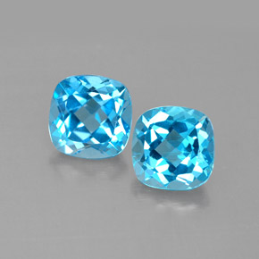 캐럿 천연 스위스 블루 토파즈 보석, 쿠션 컷, 7.1×7.1 mm, VVS-VS