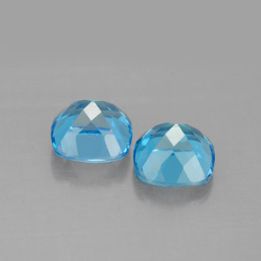 캐럿 천연 스위스 블루 토파즈 보석, 쿠션 컷, 7.1×7.1 mm, VVS-VS