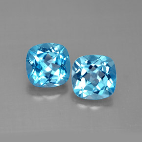 캐럿 천연 스위스 블루 토파즈 보석, 쿠션 컷, 7×7 mm, VVS-VS