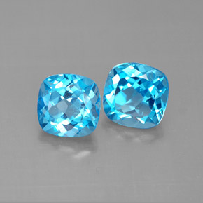 캐럿 천연 스위스 블루 토파즈 보석, 쿠션 컷, 7.2×7.1 mm, VVS-VS