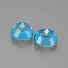 캐럿 천연 스위스 블루 토파즈 보석, 쿠션 컷, 7.2×7.1 mm, VVS-VS