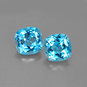 캐럿 천연 스위스 블루 토파즈 보석, 쿠션 컷, 7.2×7.1 mm, VVS-VS