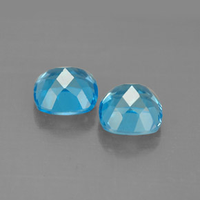 캐럿 천연 스위스 블루 토파즈 보석, 쿠션 컷, 7.2×7.1 mm, VVS-VS