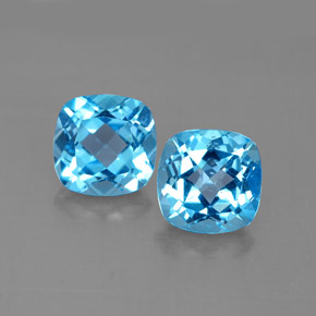 캐럿 천연 스위스 블루 토파즈 보석, 쿠션 컷, 7.1×7.1 mm, VVS-VS