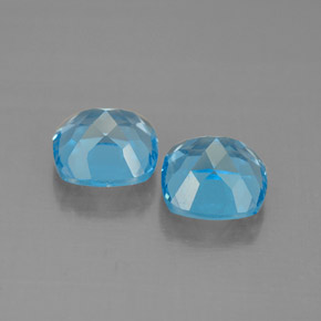 캐럿 천연 스위스 블루 토파즈 보석, 쿠션 컷, 7.1×7.1 mm, VVS-VS