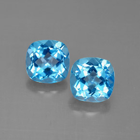 캐럿 천연 스위스 블루 토파즈 보석, 쿠션 컷, 7×7 mm, VVS-VS