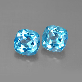 캐럿 천연 스위스 블루 토파즈 보석, 쿠션 컷, 7×7 mm, VVS-VS