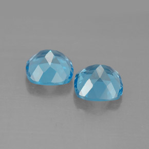 캐럿 천연 스위스 블루 토파즈 보석, 쿠션 컷, 7.1×7.1 mm, VVS-VS
