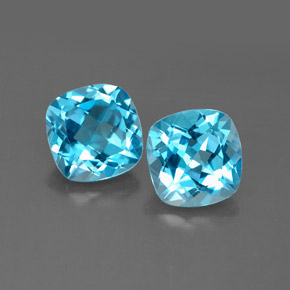 캐럿 천연 스위스 블루 토파즈 보석, 쿠션 컷, 7.1×7 mm, VVS-VS
