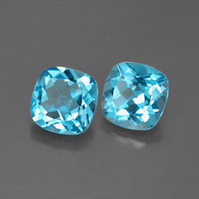캐럿 천연 스위스 블루 토파즈 보석, 쿠션 컷, 7.1×7 mm, VVS-VS