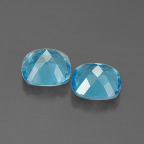 캐럿 천연 스위스 블루 토파즈 보석, 쿠션 컷, 7.1×7 mm, VVS-VS
