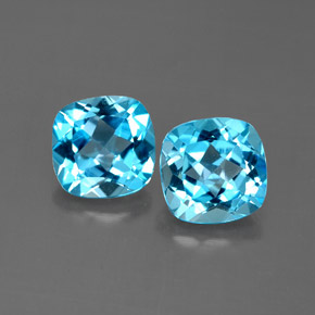 캐럿 천연 스위스 블루 토파즈 보석, 쿠션 컷, 7.1×7 mm, VVS-VS