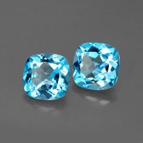 캐럿 천연 스위스 블루 토파즈 보석, 쿠션 컷, 7.1×7 mm, VVS-VS
