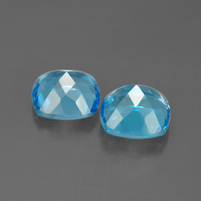 캐럿 천연 스위스 블루 토파즈 보석, 쿠션 컷, 7.1×7 mm, VVS-VS