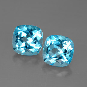 캐럿 천연 스위스 블루 토파즈 보석, 쿠션 컷, 7×7 mm, VVS-VS